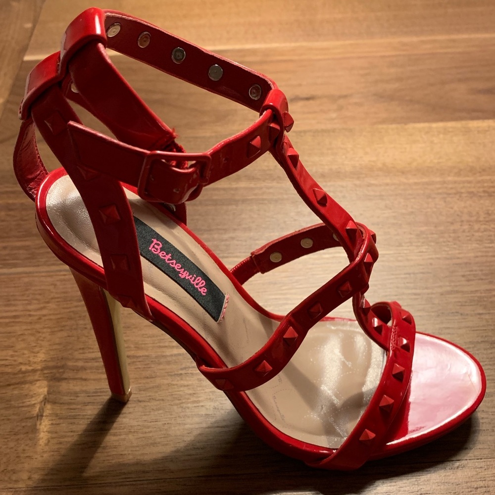 Betseyville Red Studded Strappy Heel